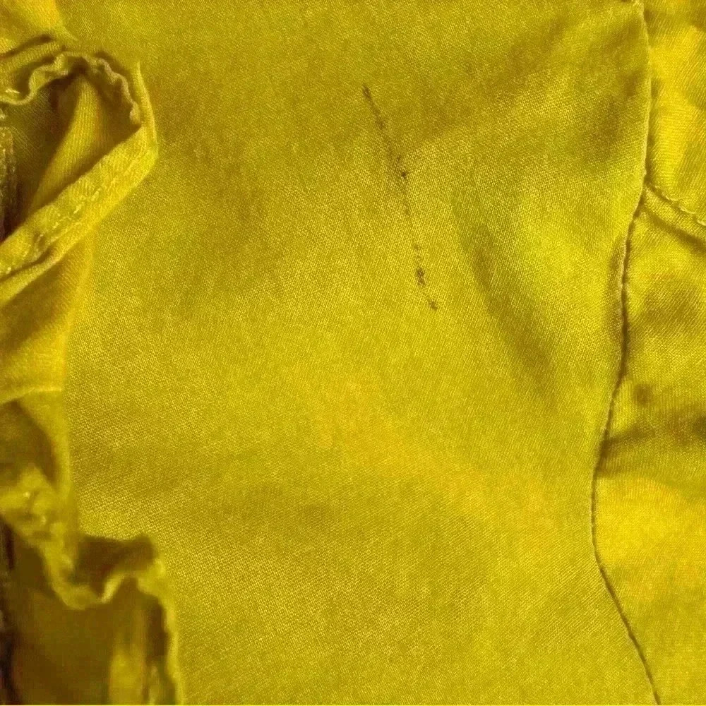 Elle Women’s Small Yellow Tunic Top with Pleat and Ruffle Detail 100% Cotton - Picture 8 of 13